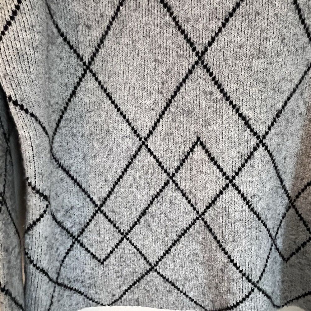 Christian Siriano New York Women Black Gray Turtleneck Sweater M Diamond Wool Bl - Picture 6 of 12